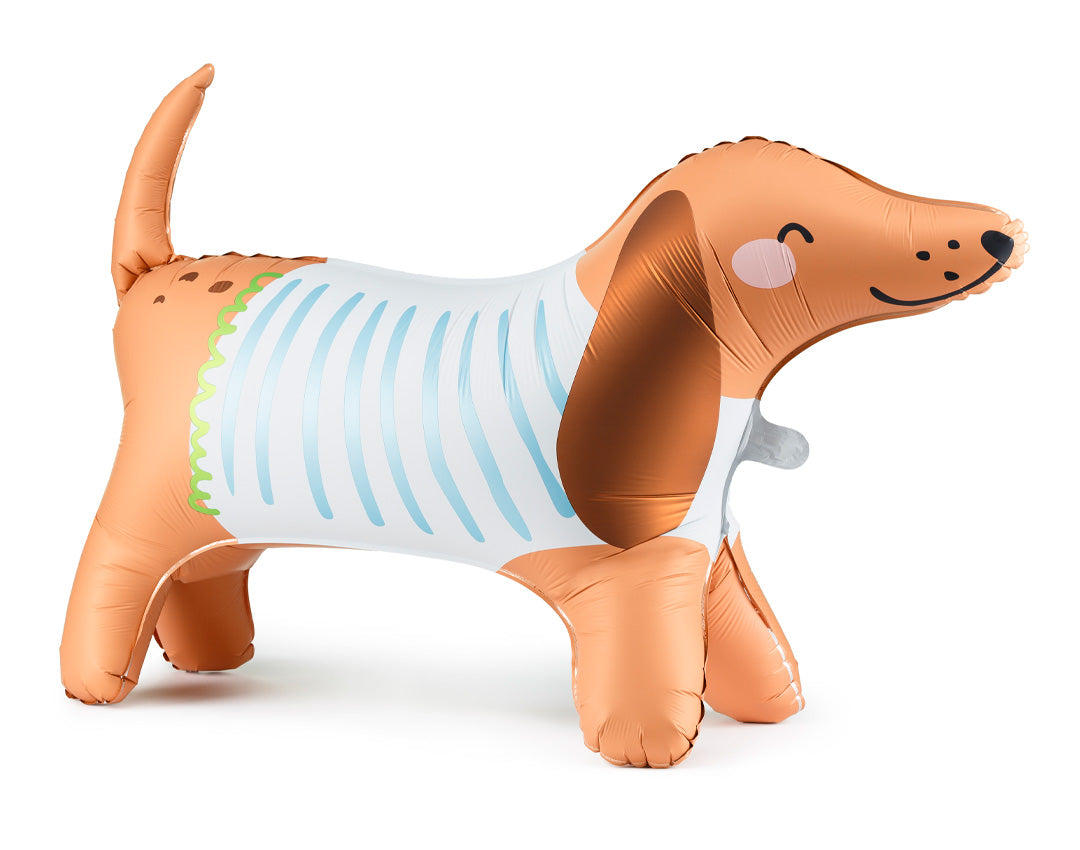 globo foil que se mantiene de pie de perrito salchicha