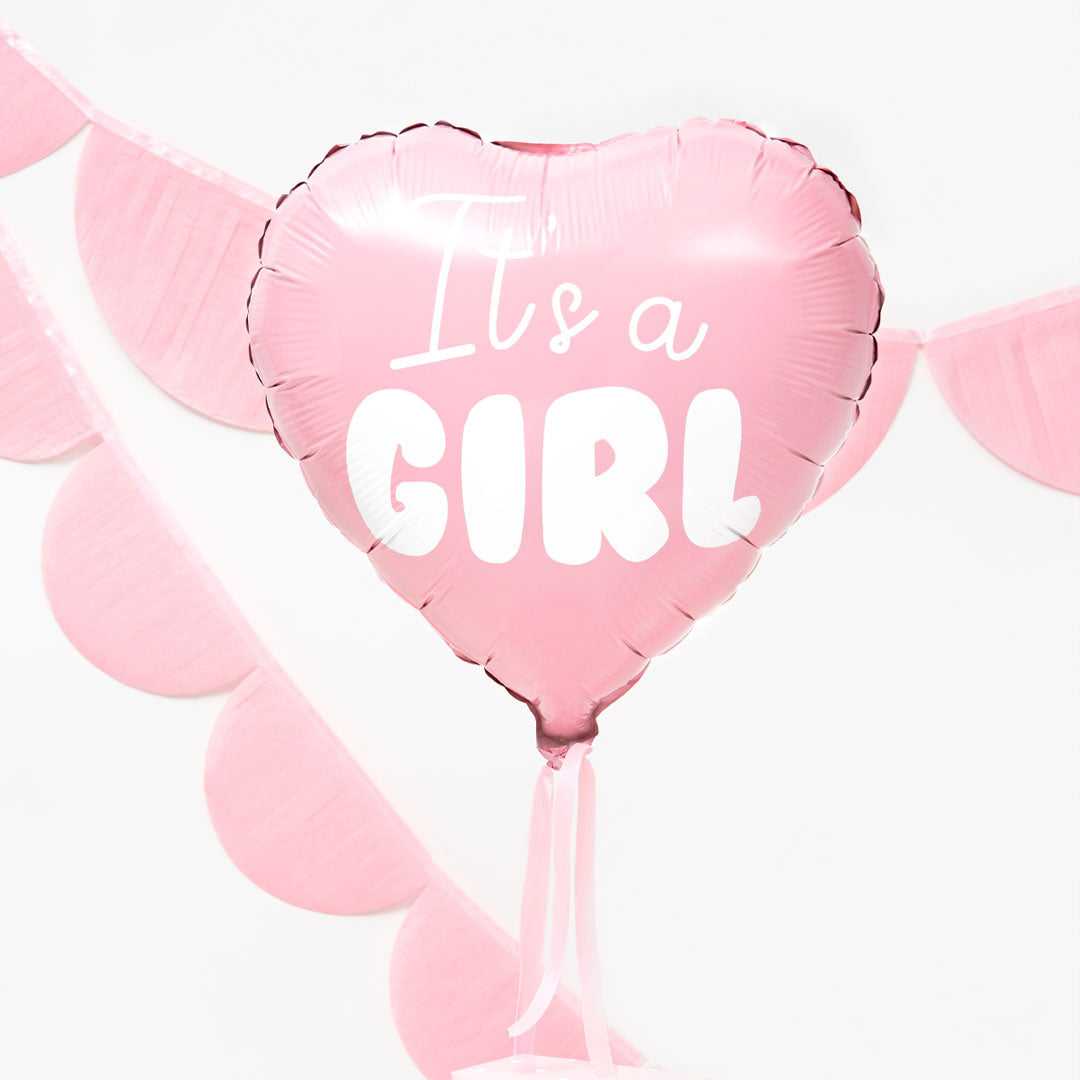 Globo foil corazón It's a Girl rosa pastel