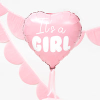 Globo foil corazón It's a Girl rosa pastel