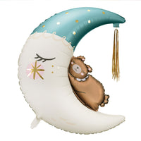 Decoración baby shower con oso Teddy y luna