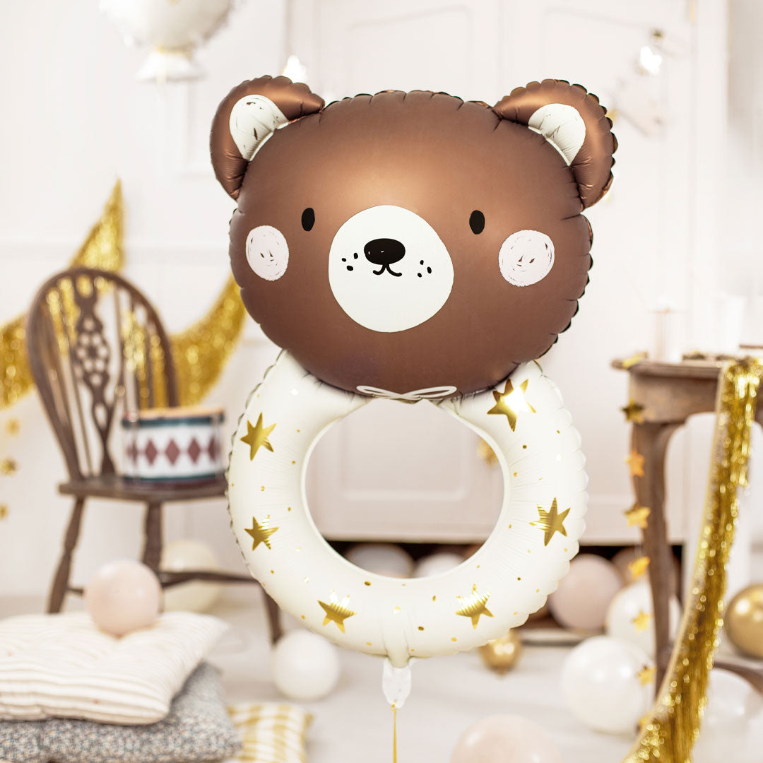 Globo foil sonajero con oso Teddy