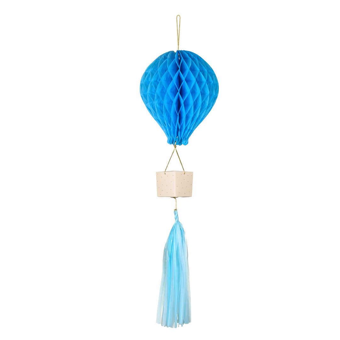 Globo honeycomb air balloon decoración azul baby shower