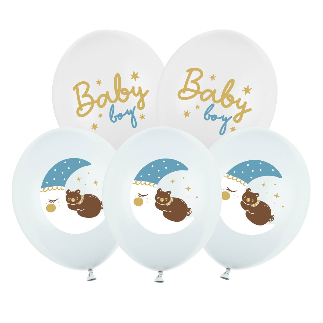 Pack de 6 globos Baby Boy. Decoración para nacimiento niño.