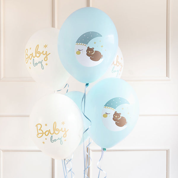 Pack de 6 globos Baby Boy. Decoración para baby shower