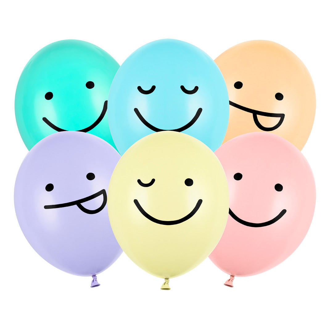 Globos “Caritas” para Cumpleaños | Pack de 6 Colores Pastel