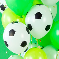 Pack de globos de fútbol blanco y negro para cumpleaños