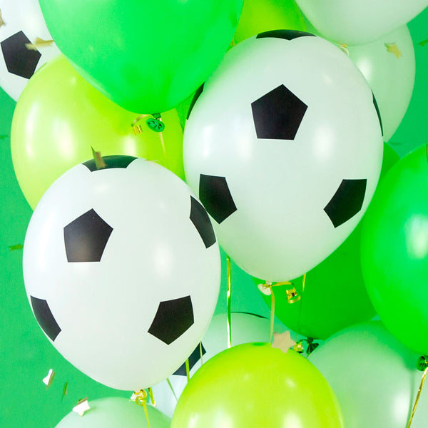 Pack de globos de fútbol blanco y negro para cumpleaños