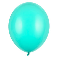 Globo liso en color verde de 30cm. de material resistente para fiestas. 