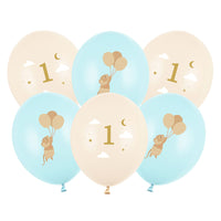 Pack Globos Ratoncito con Número 1 azul y rosa