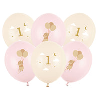 Pack Globos Ratoncito con Número 1 rosa