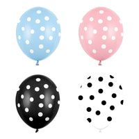 Globos de topos fuertes de 30 cm disponibles en colores azul, rosa, blanco y negro. Decoración festiva para celebraciones.