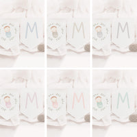 Opciones de diseño para la guirnalda personalizada de bautizo de la colección rosquito bebé. 