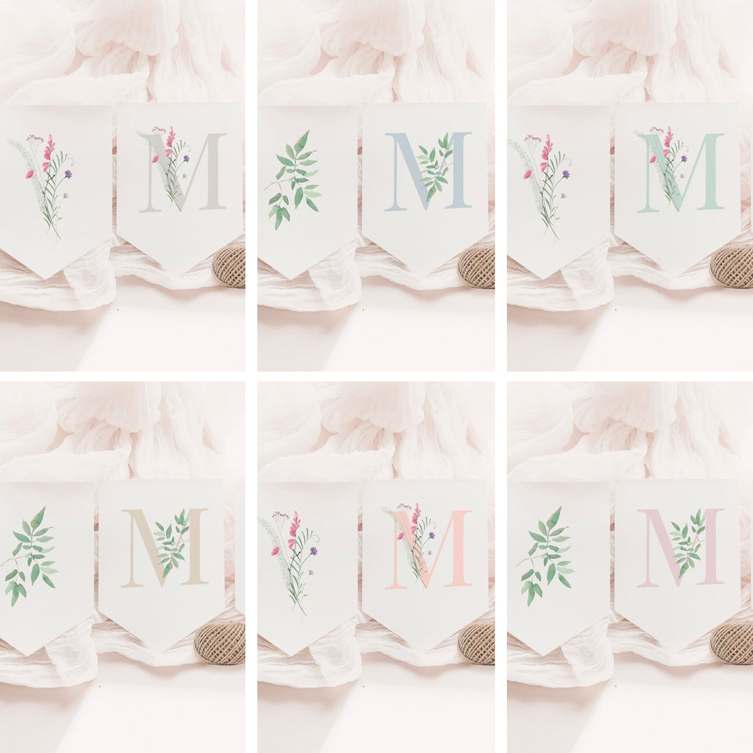 Opciones de diseño para la guirnalda personalizada de comunión de la colección inicial. 