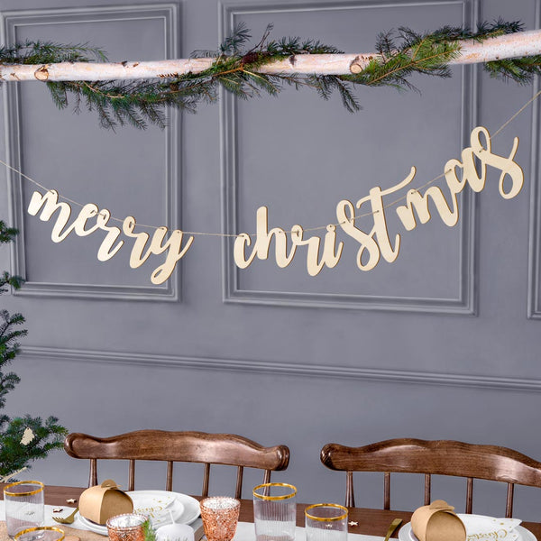 Pancarta de madera Merry Christmas para decoración navideña