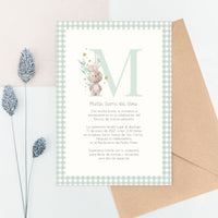 Invitación de Bautizo con Sobre Kraft Personalizable