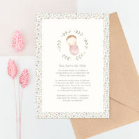 Invitación de Bautizo con Sobre Kraft Personalizable
