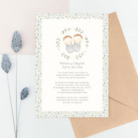 Invitación de Bautizo con Sobre Kraft Personalizable