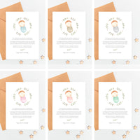 opciones de color de la invitación para bautizo de la colección rosquito bebé