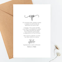 Invitación de boda colección Eterna con opción de sobre personalizado