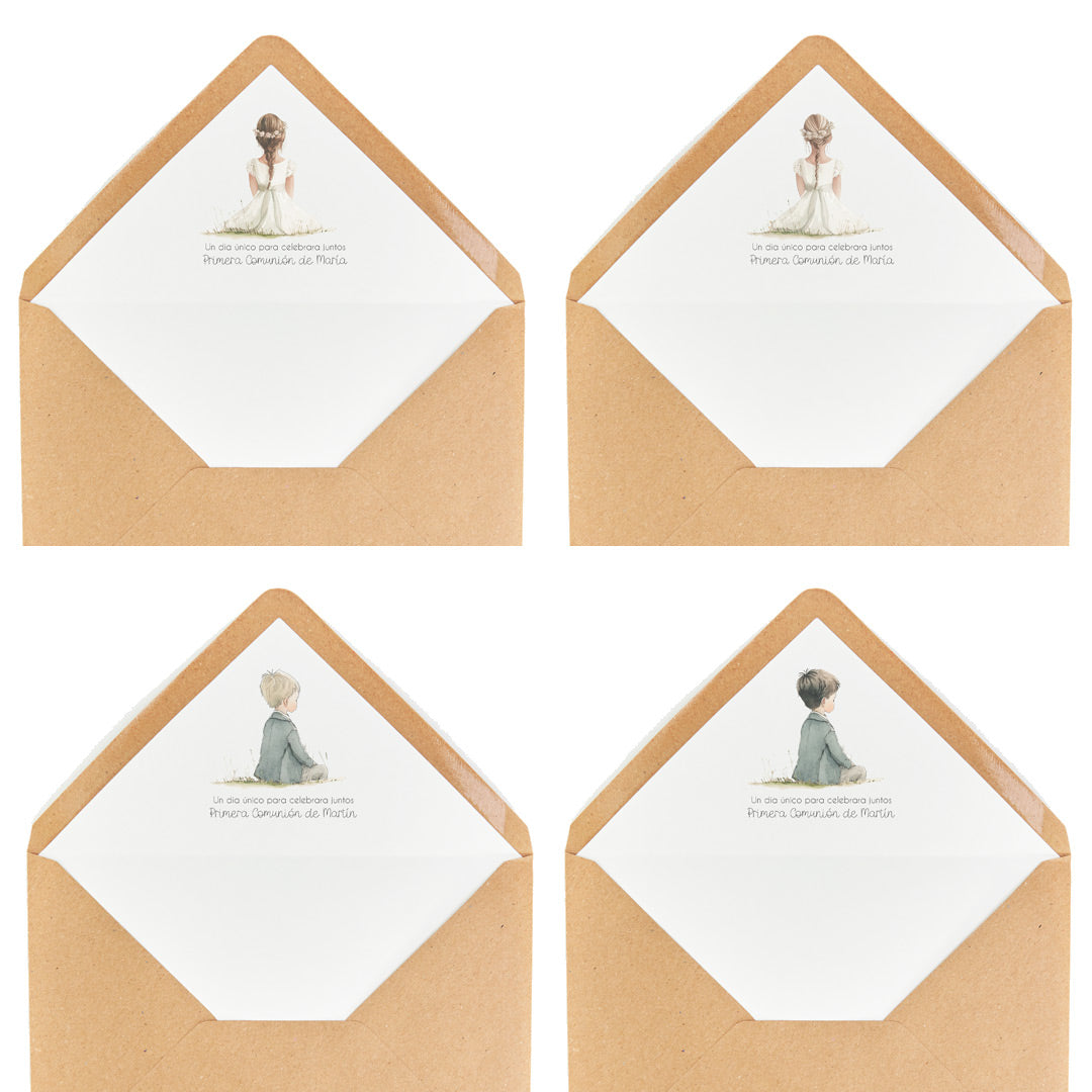 Sobres kraft personalizado de la invitación de Comunión Colección 