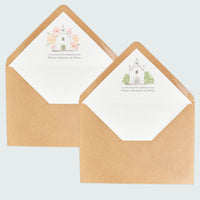 Opciones de diseño para la personalización de los sobres de la invitación de comunión colección iglesia. 