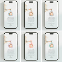 Opciones de diseño para la invitación digital de bautizo de la colección cigüeña. 