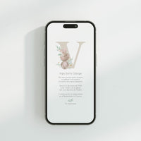 invitación digital de bautizo con diseño de inicial