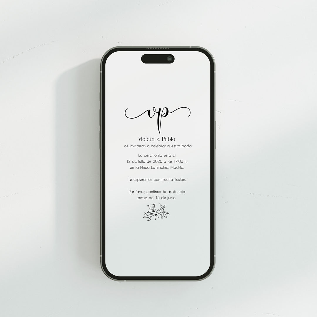 Invitación digital de Boda de la colección Eterna