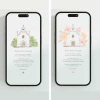 Opciones de diseño para la invitación digital de comunión de la colección iglesia. 