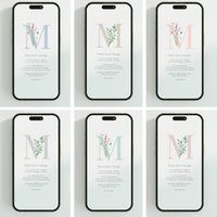 Opciones de diseño para la invitación digital de comunión de la colección inicial. 