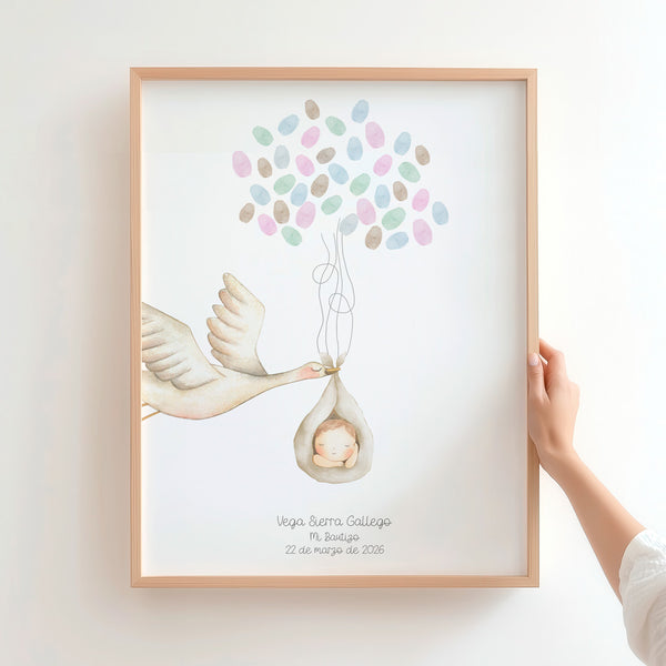 lamina de huellas para bautizo de la colección ciguena. 