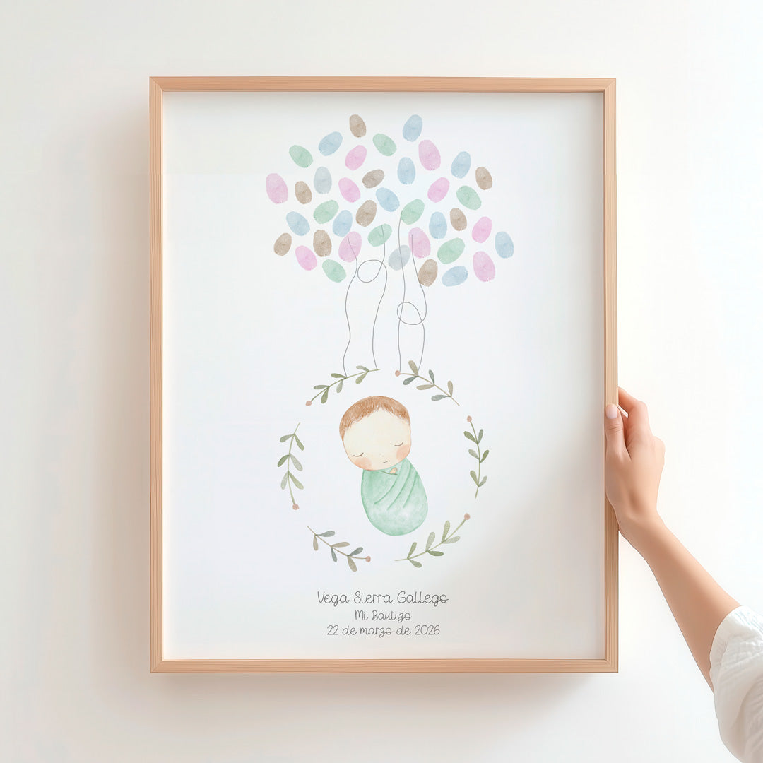 lamina de huellas para bautizo de la colección rosquito bebé. 