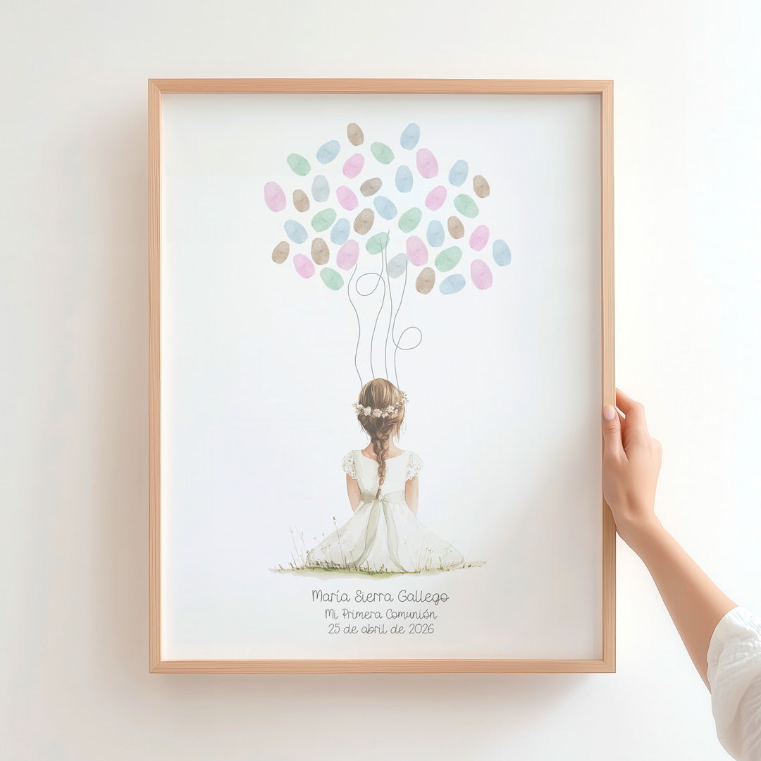 lamina de huellas para comunión de la colección boho. 