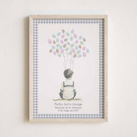 Lámina de huellas para Primera Comunión. Diseño Cuadros Vichy con ilustración de Niño Marinero. 