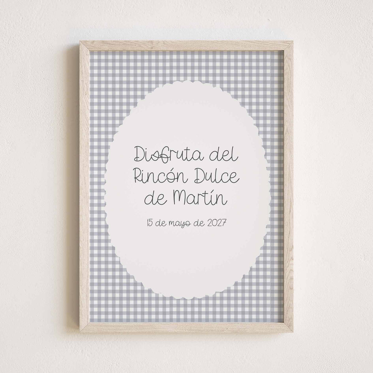 Lámina para Mesa Dulce de Primera Comunión. Diseño Cuadros Vichy. 
