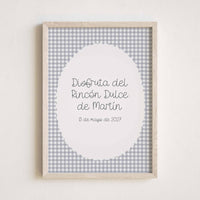 Lámina para Mesa Dulce de Primera Comunión. Diseño Cuadros Vichy. 