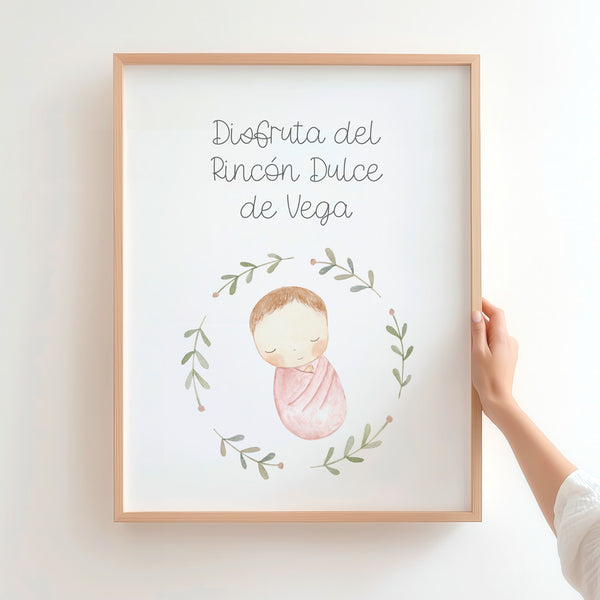 Lámina para mesa dulce de bautizo de la colección rosquito bebé. 