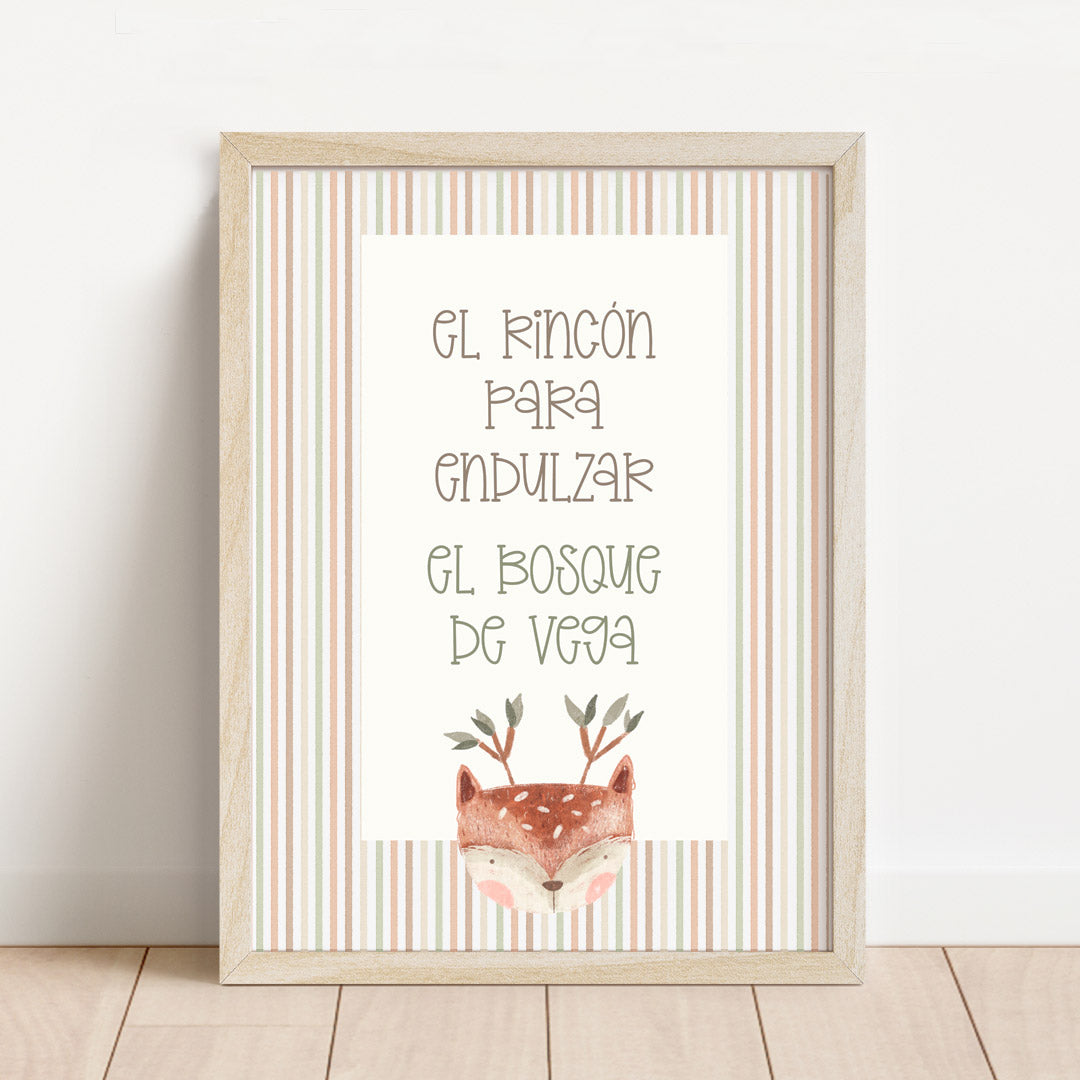 Lámina para mesa dulce personalizada temática animales del bosque de 30x40 cm 