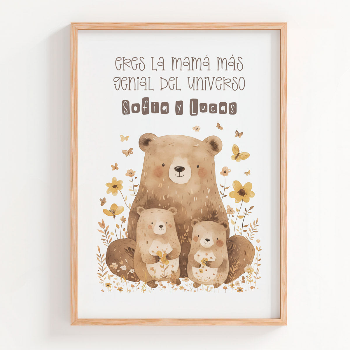 Lamina personalizada de Mamá con sus dos hijos. 