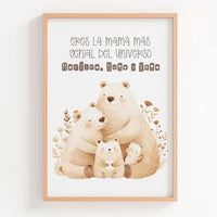 Lamina personalizada de Mamá con sus tres hijos. 
