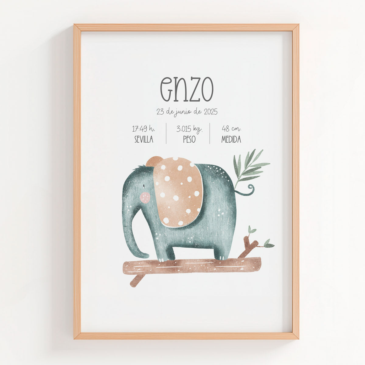 Lámina Natalicio Personalizada "Mi Sendero" | Elefante