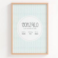 Lámina natalicio MiEsencia en azul pastel con círculo blanco para datos