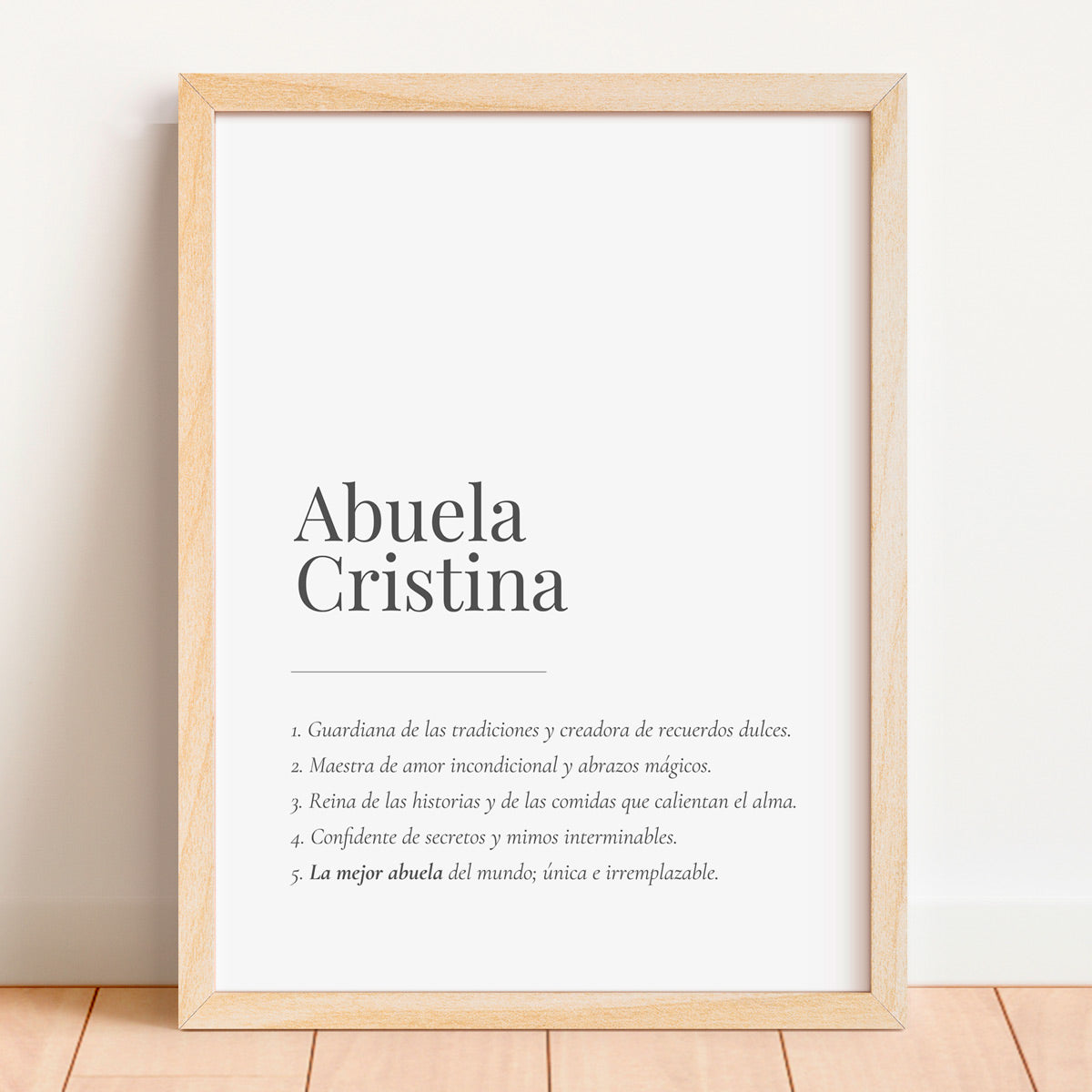 Lámina personalizada abuela con marco de madera