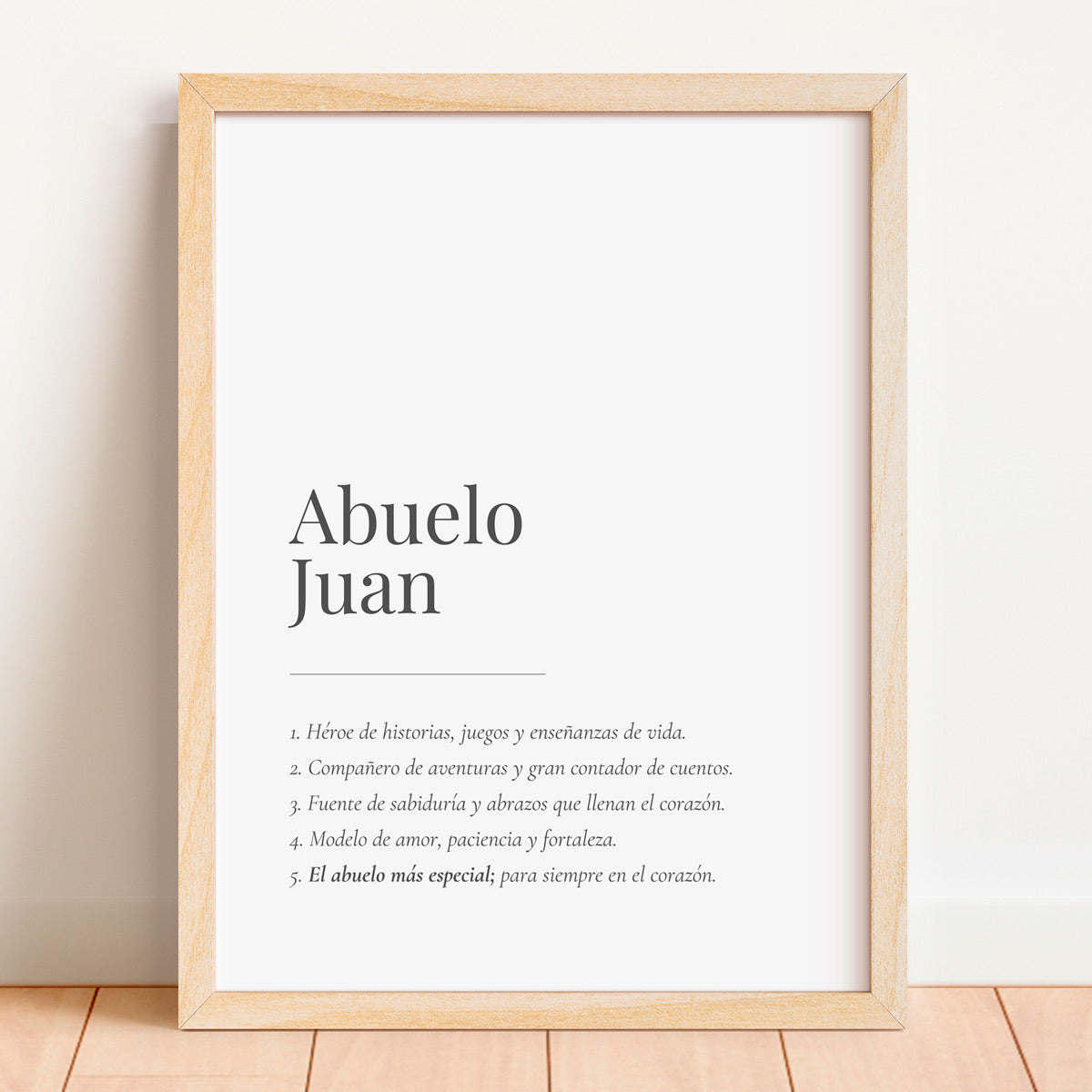 Lámina personalizada abuelo con marco de madera