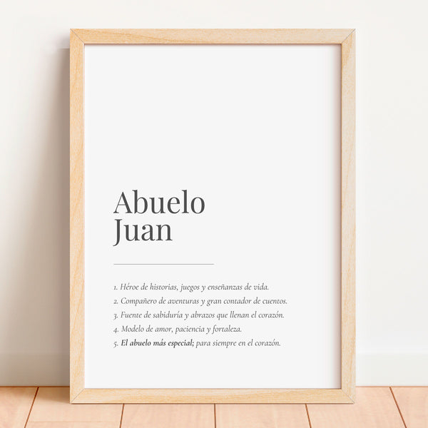 Lámina personalizada abuelo con marco de madera