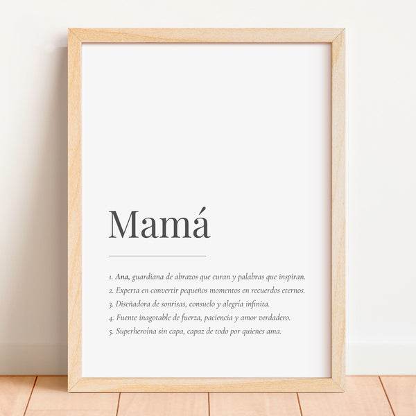 Lámina personalizada mamá con marco de madera