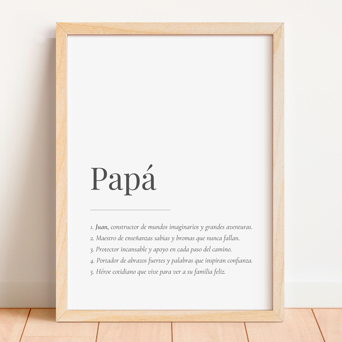 Lámina personalizada papá con marco de madera