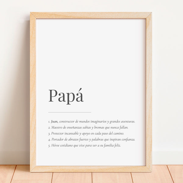 Lámina personalizada papá con marco de madera