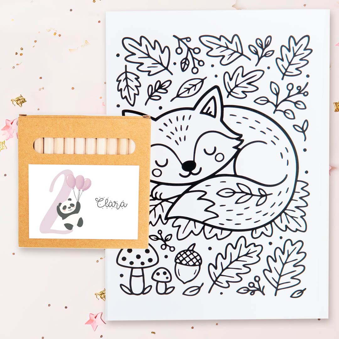 Cajita de Lápices de Colores con Lámina para Colorear – Detalle de Cumpleaños