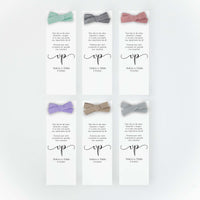 Opciones de color para el lazo del marcapáginas para bodas de la colección "Eterna".